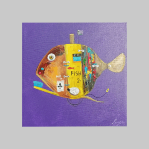 Fish from wood sculpture yellow (2025)